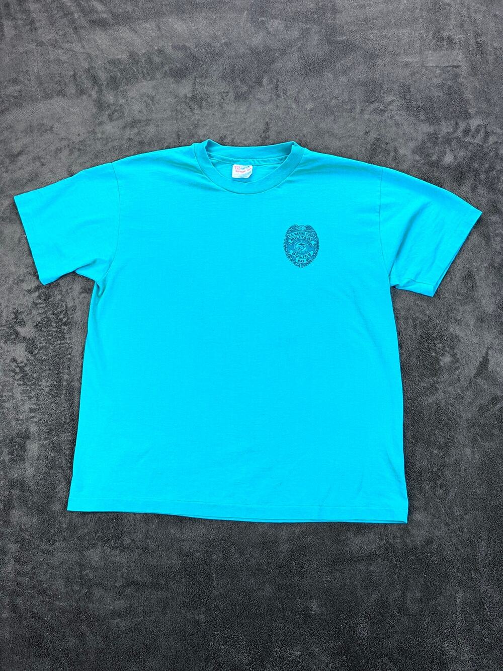 Vintage USMC Military Police K9 Tee Hanes L Turquoise